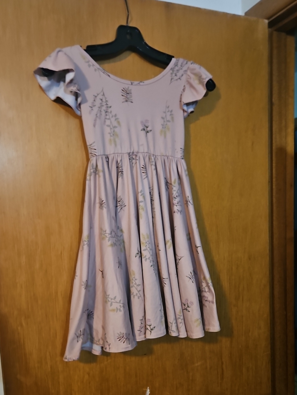 Dot Dot Smile Girls' Pink Floral Ruffle-Sleeve Dress - Size 5/6